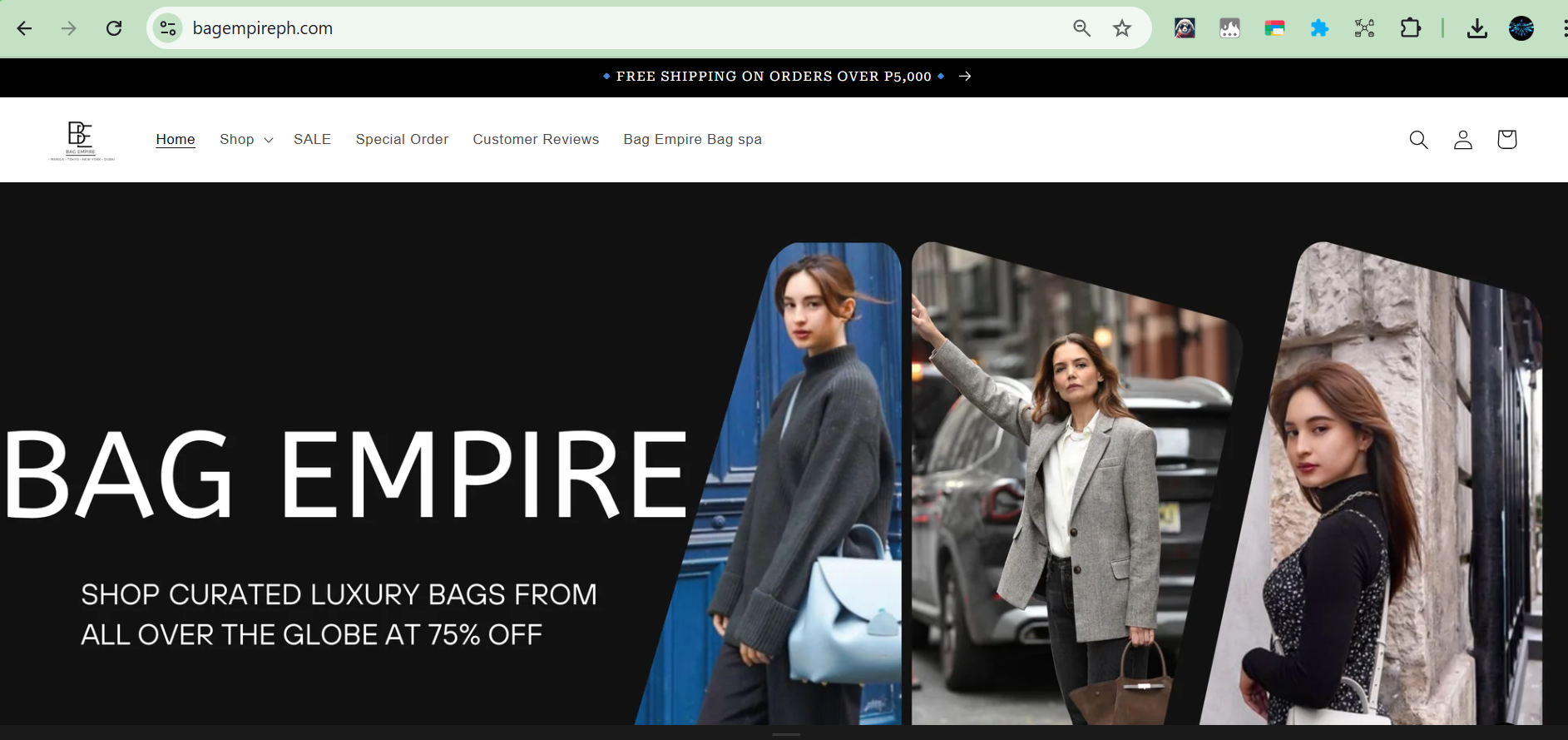 Bag Empire Shopify screenshot